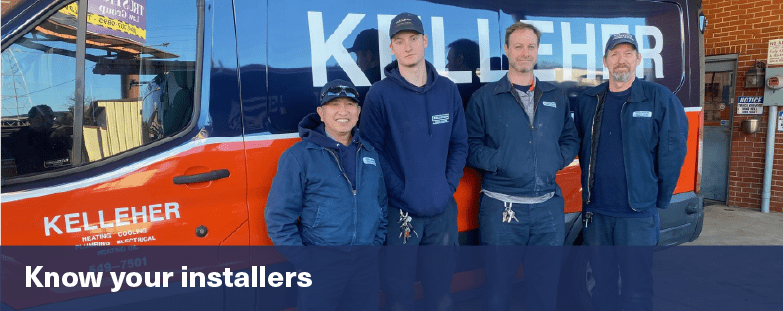 Kelleher HVAC installation team: Gary, Brady, Chris, and Steve